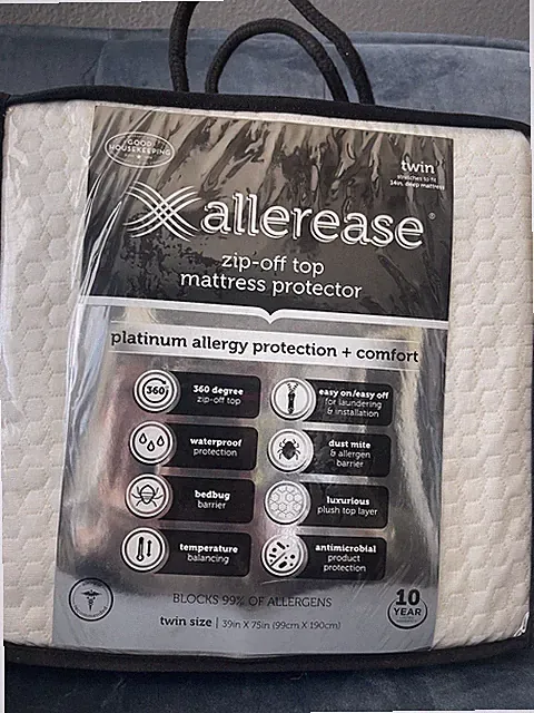 ALLEREASE Twin Mattress Protector Platinum Allergy Relief & Comfort Zip-Off Top