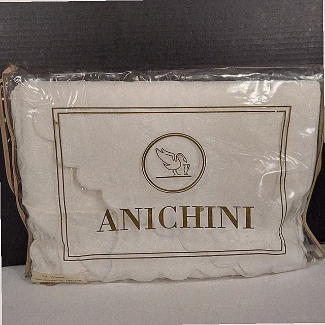 ANICHINI Ivory Twin Tulip Matelassé Coverlet Italy Cotton/Modal Vintage NEW NOS