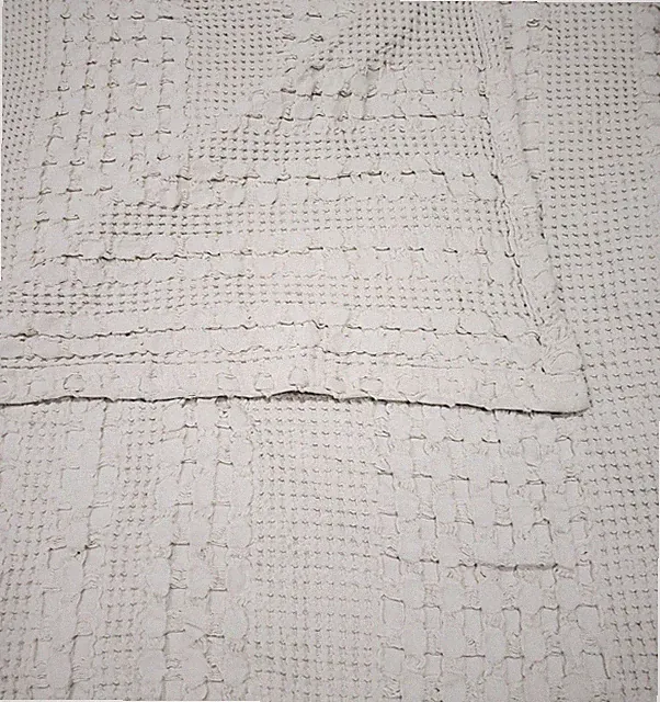 Bedspread Full Waffle Beige Textured Cotton Lightweight Cottage Boutique