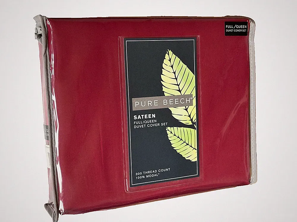 brand new Pure Beech Modal Sateen-Weave Queen-size Duvet Cover Set in Red color