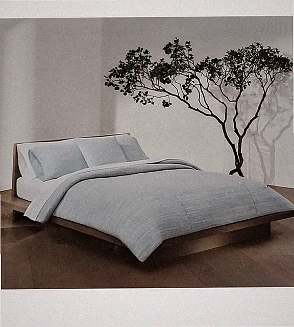 Calvin Klein Henley Modern Jersey Knit F/Q Duvet Cover Aqua Stone Henley