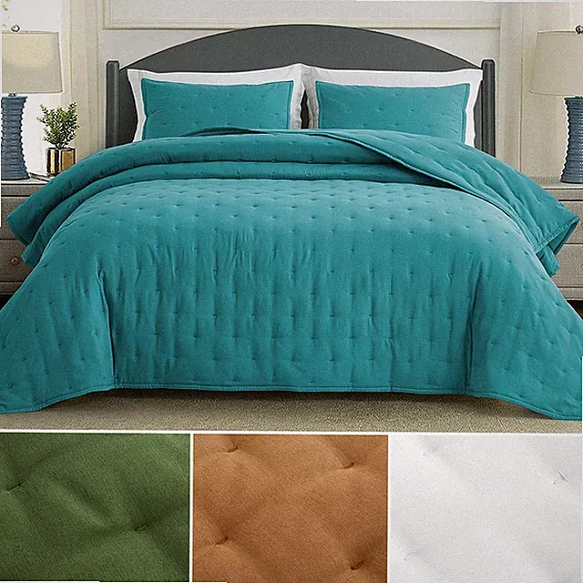 Chezmoi Collection 3-Piece Tencel Modal Blended Crescent Stitched Quilt Set