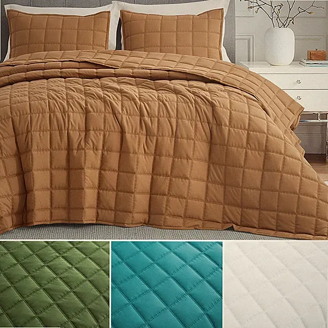 Chezmoi Collection Cosmo 3-Piece Tencel Modal Blend Square Stitched Quilt Set