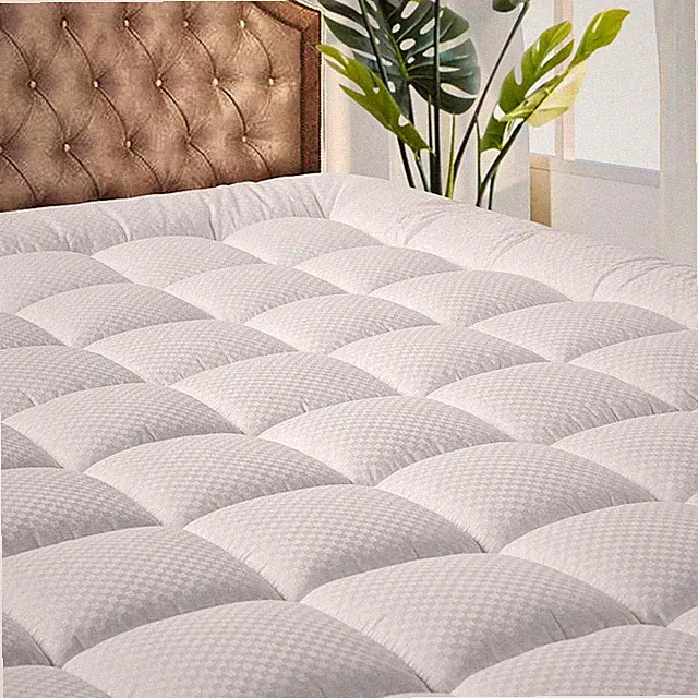 Cooling Pillowtop Mattress Pad Hypoallergenic Microfiber Top Quilted Fitted New