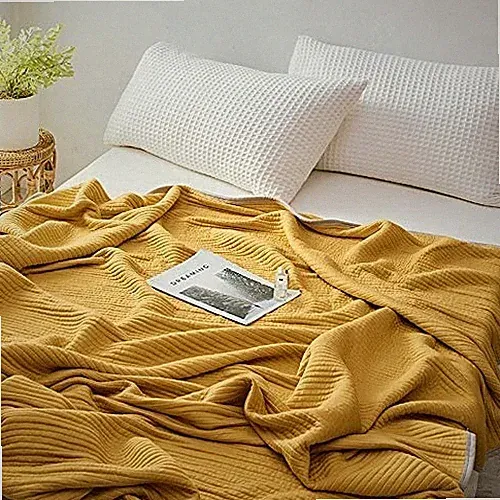 HOMBYS Quilted Throw Blanket for Couch Bedroom, Stripe Design Super Soft Modal C