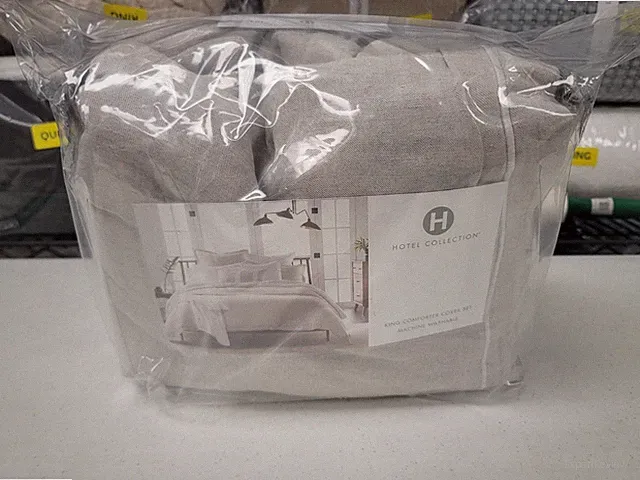 Hotel Collection Linen/Modal Blend KING Duvet Cover & Pillow shams Set Natural