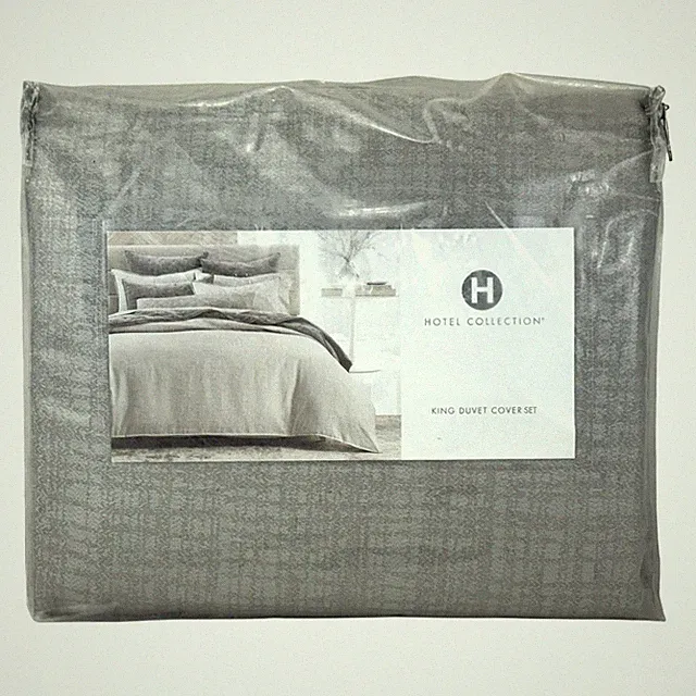 Hotel Collection Modern Crosshatch KING Duvet Cover + 2 Shams Set GRAY