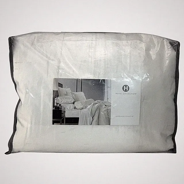 Hotel Collection Solid Velvet 3 Piece KING Quilted Coverlet Set WHITE - $550