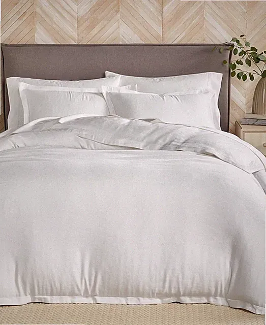 Hotel Collection White Linen/Modal Blend 3-Pc. Full/Queen Comforter Set