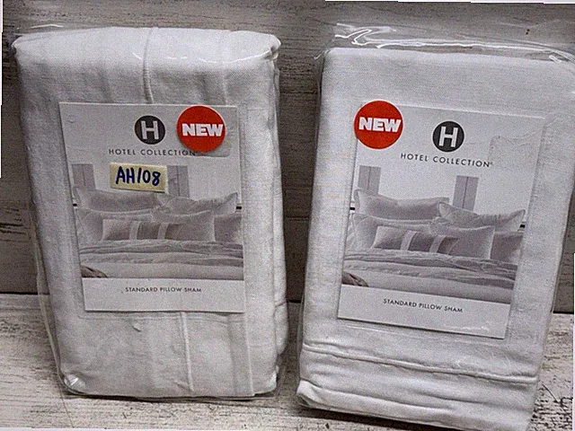 Lot of 2 Hotel Collection Linen Blend Standard Pillow Shams White New