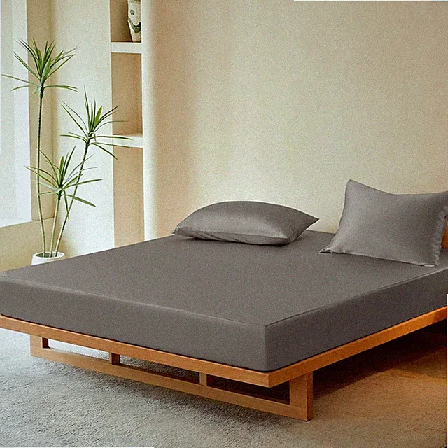 Luxury Mulberry Silk King Fitted Sheet Set, 3 Pcs, Charcoal