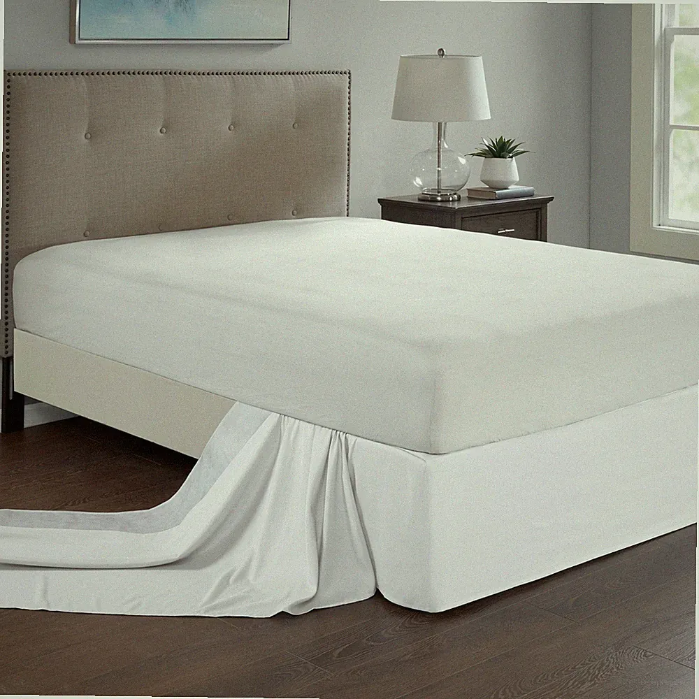 Madison Park Wrap Around Adjustable Elastic White Bed Skirts Non-skid Easy Fit