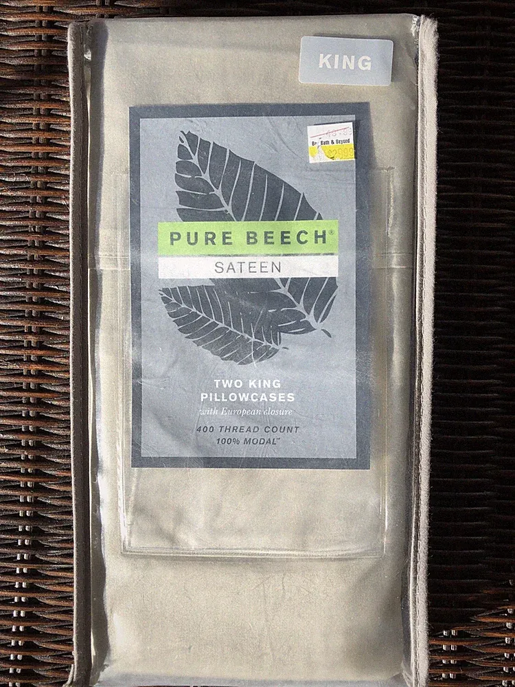New PURE BEECH 100% Modal Sateen 400 TC 2-Pc King Pillowcases Sage Green