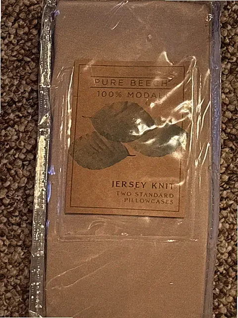 New Pure Beech Jersey Knit Standard Pillowcases Set of 2 100% Modal TAUPE BEIGE