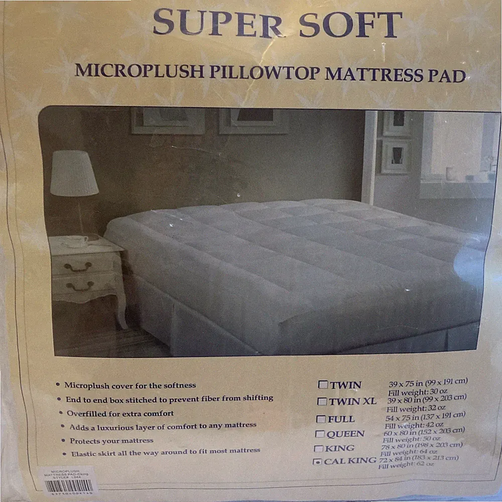 New Super Soft Pillow top Micro plush Mattress Pad White California King