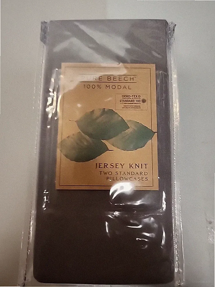 Pure Beech 100% Modal Jersey Knit Two Standard Pillowcases Charcoal.