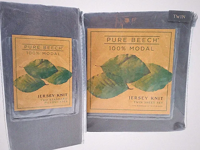 Pure Beech Twin Sheet Set Pillowcases Charcoal Dark Grey 100% Modal Jersey Knit