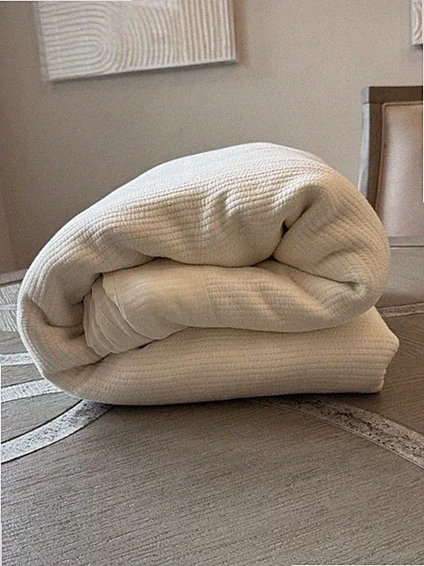 West Elm Jersey TENCEL™ Modal Ribbed Border Duvet Cover Alabaster • Full/Queen