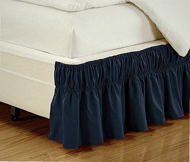 Wrap Around Ruffled Elatic Solid Bed Skirts Fits Queen, Kind, Cal King Beds